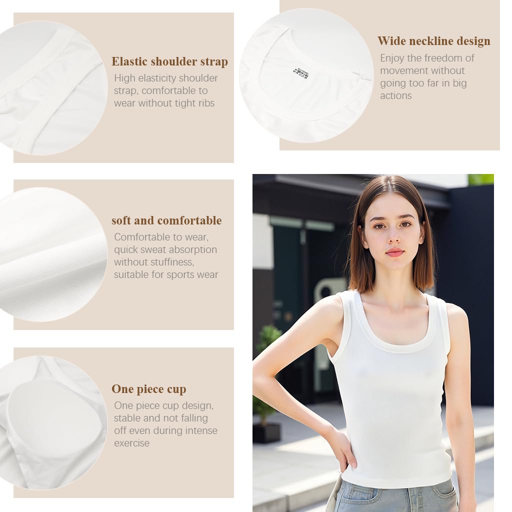 SANNIDHI Tank Top for Women with Built In Bra Pads and Quick Dry Ice Silk Fabric | Ideal for Yoga and Workout