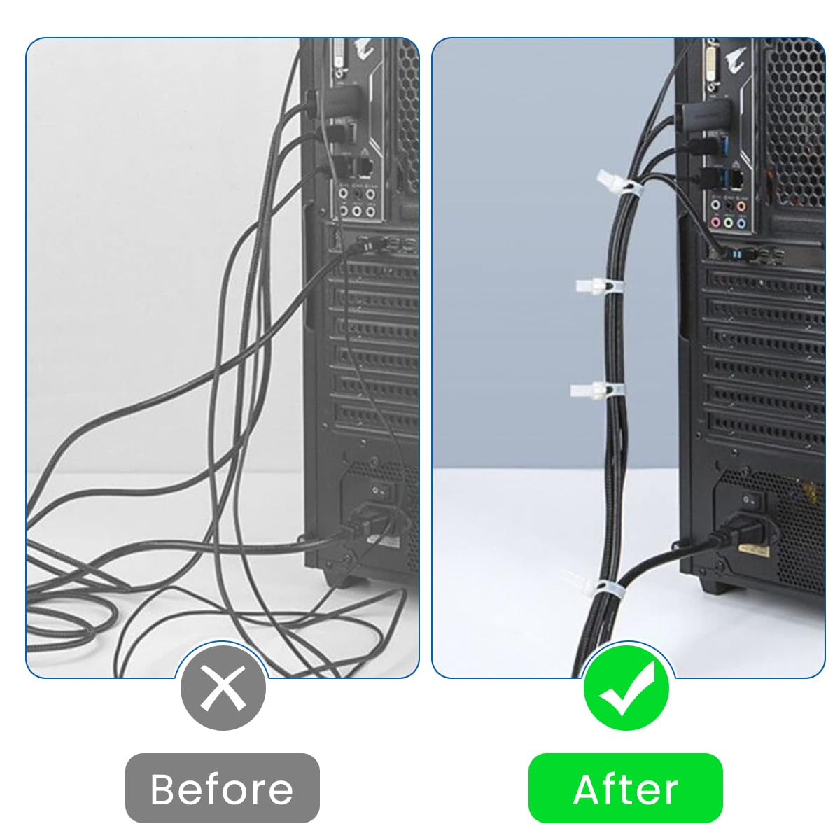 HASTHIP Cable Ties for Home Office and Outdoor with Release Latch 100 Pcs 200 mm | White Nylon Wire Organizer