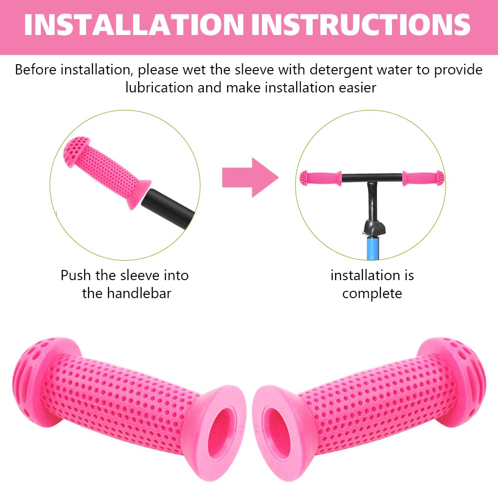 Proberos Kids Bike Handle Grip 3.9 in Soft Silicone with Porous Anti Slip Design Pink
