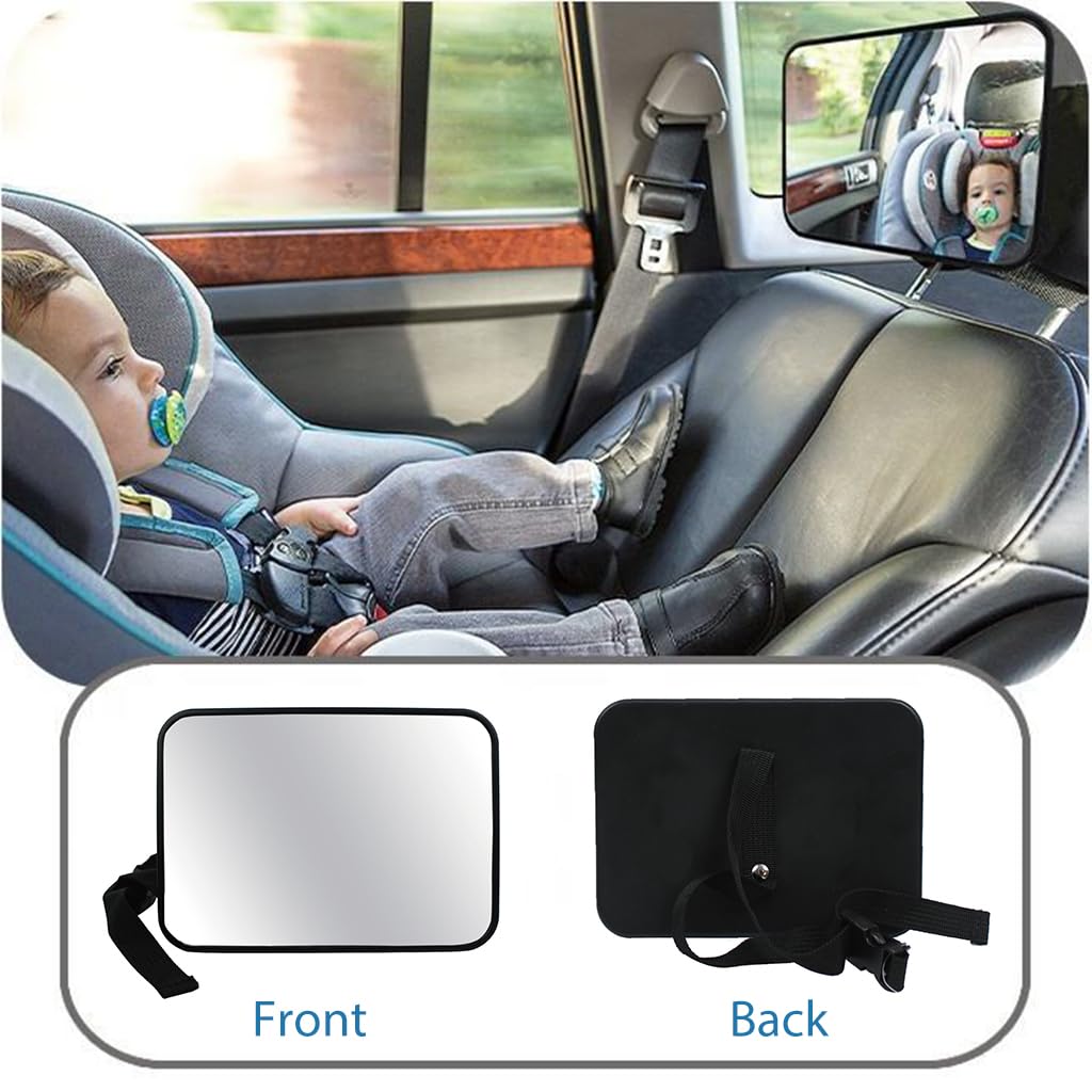 SNOWIE SOFT Baby Car Mirror Most Stable Backseat Mirror with Premium Matte Finish-Super Clear PMMA Material Mirror-Safe, Secure and Shatterproof