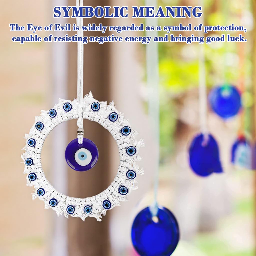 HASTHIP Evil Eye Hanging for Home Entrance featuring 17 in Macramé Ring & Blue Resin Charm