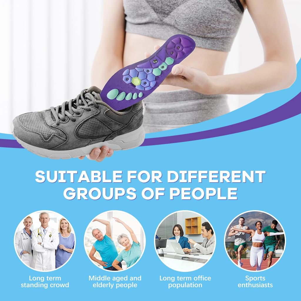 HANNEA Acupressure Insoles with Magnet Nubs for EU 44–47 Shoes featuring EVA Material | Foot Massage and Circulation Support