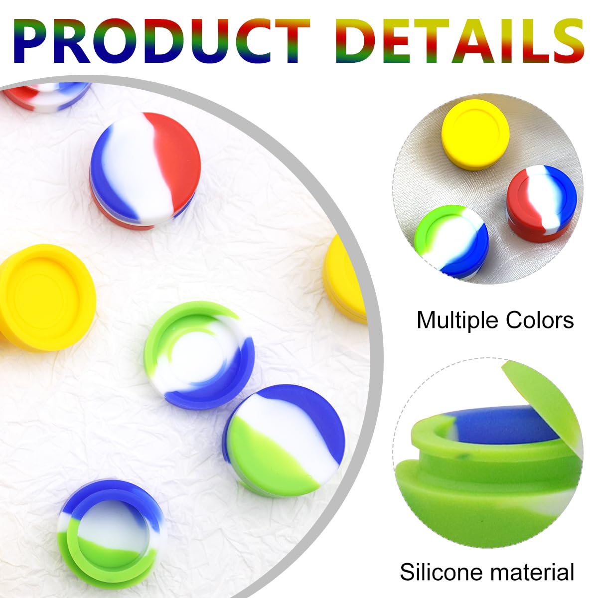 MAYCREATE Silicone Wax Containers for Kitchen and Travel featuring Screw Lid | 10pcs 5ml Colorful Non Stick Jars