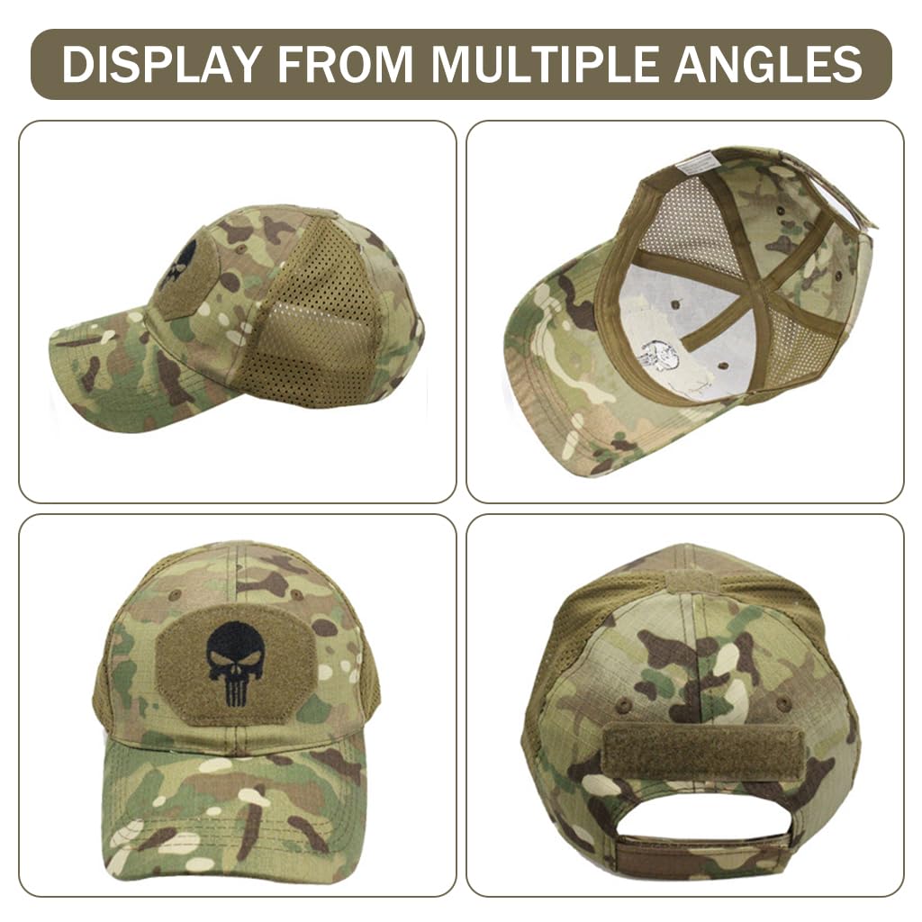 GUSTAVE Tactical Camouflage Sport Baseball Cap for Outdoor Activities | Breathable Cotton Polyester Mesh Hat for Men