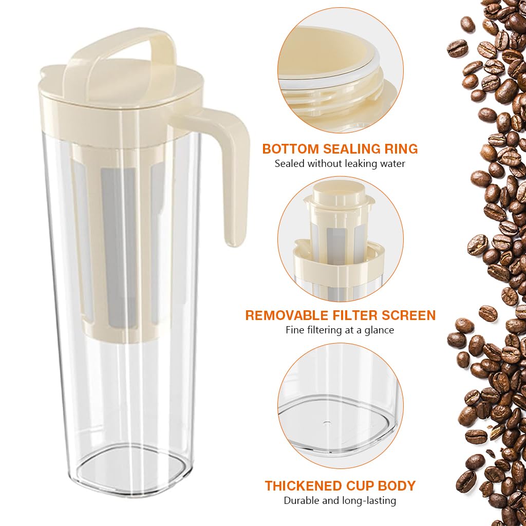 Supvox Glass Jar for Cold Brew Coffee featuring Dual Handles and 1100ml Capacity | Food Grade PP Filter