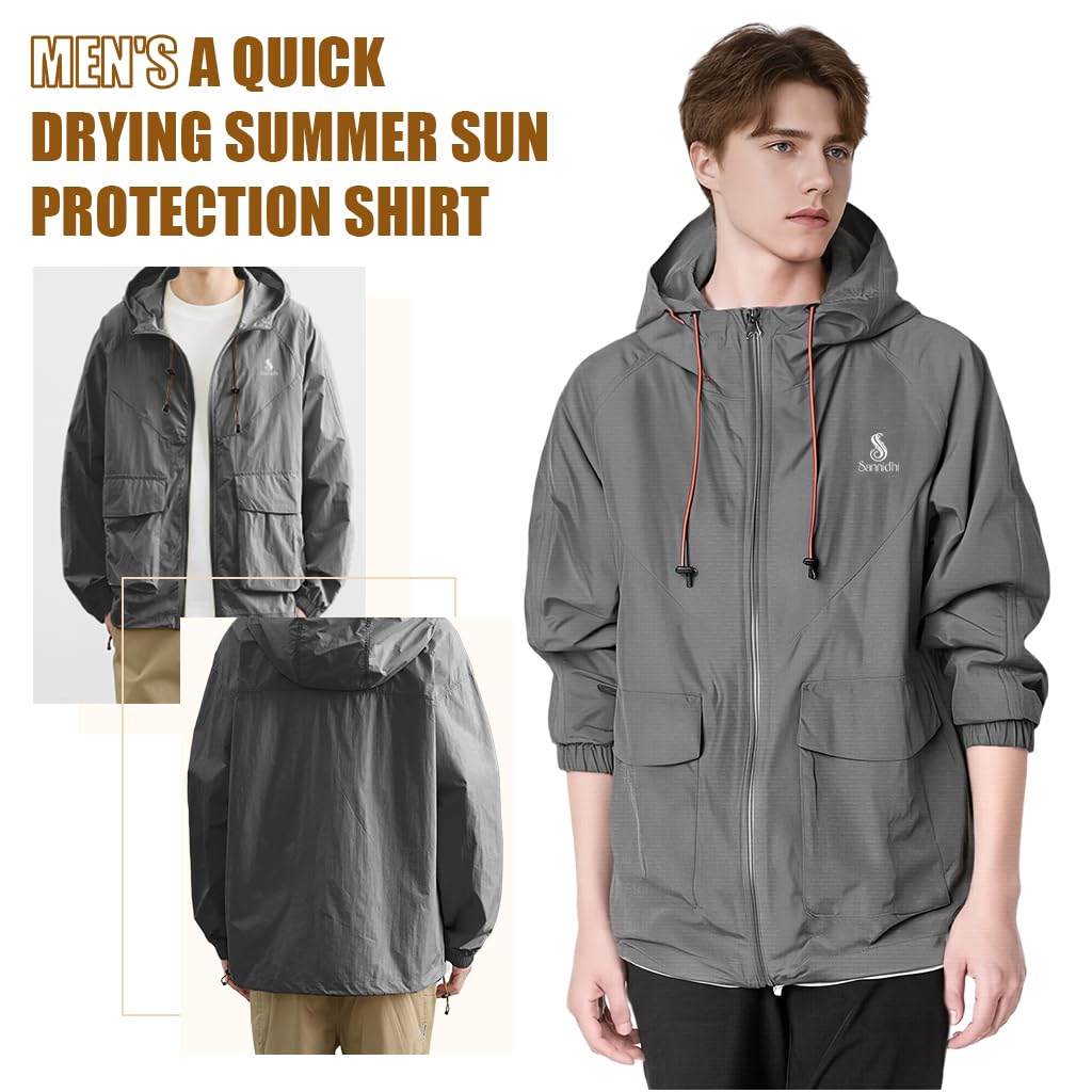 SANNIDHI Rain Coat for Running and Hiking with UPF 50+ Fabric and Elastic Cuffs | Waterproof Jacket for Men and Women