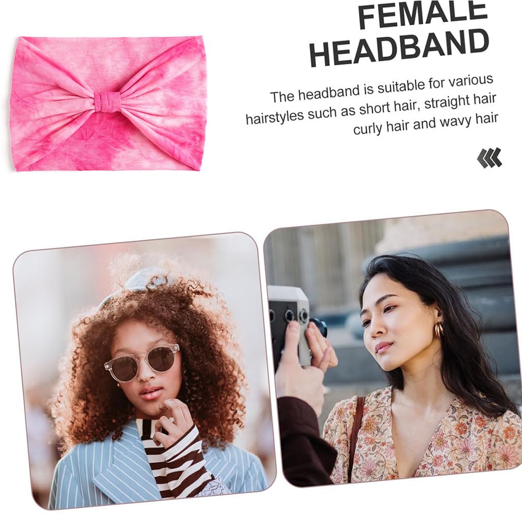 ZIBUYU Hair Bands for Women for Yoga and Workouts featuring Stretchy 95% Polyester 5% Spandex Fabric | Gradient Pink Tie-Dye Headband