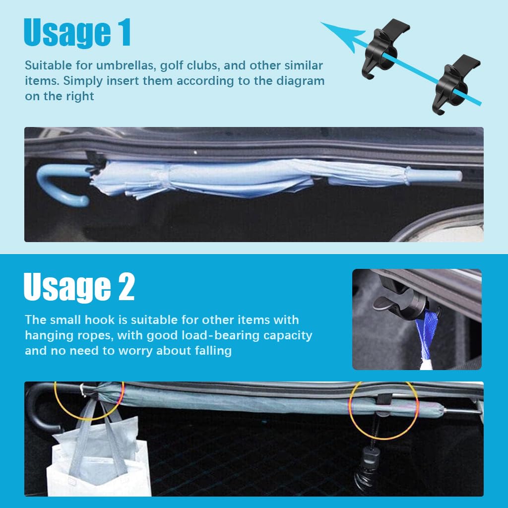 STHIRA Car Umbrella Holder for Trunk Organization with Dual Hook Design | 2Pcs Plastic Hangers