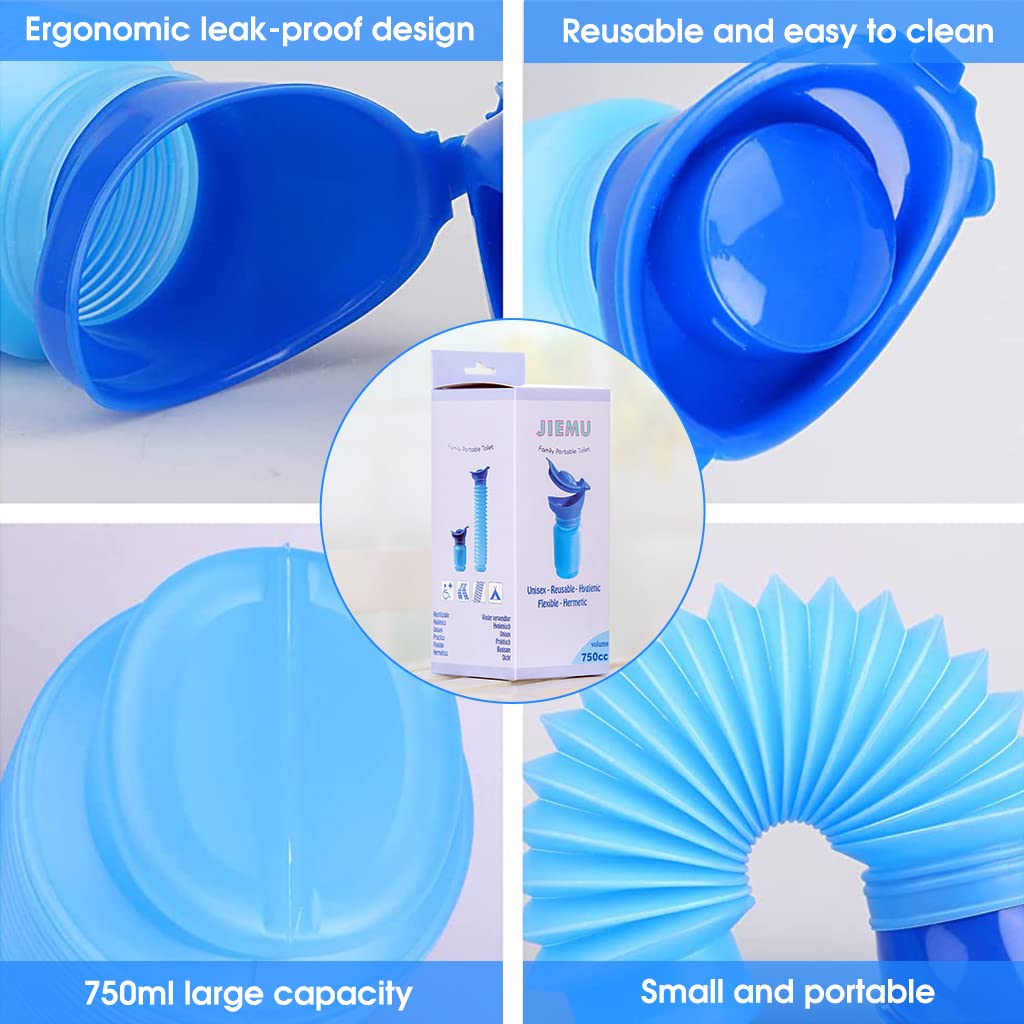 Proberos Portable Urinal for Travel and Camping with Leakproof Lid and 750 ml Capacity | Reusable PP Bottle for Men Women and Kids