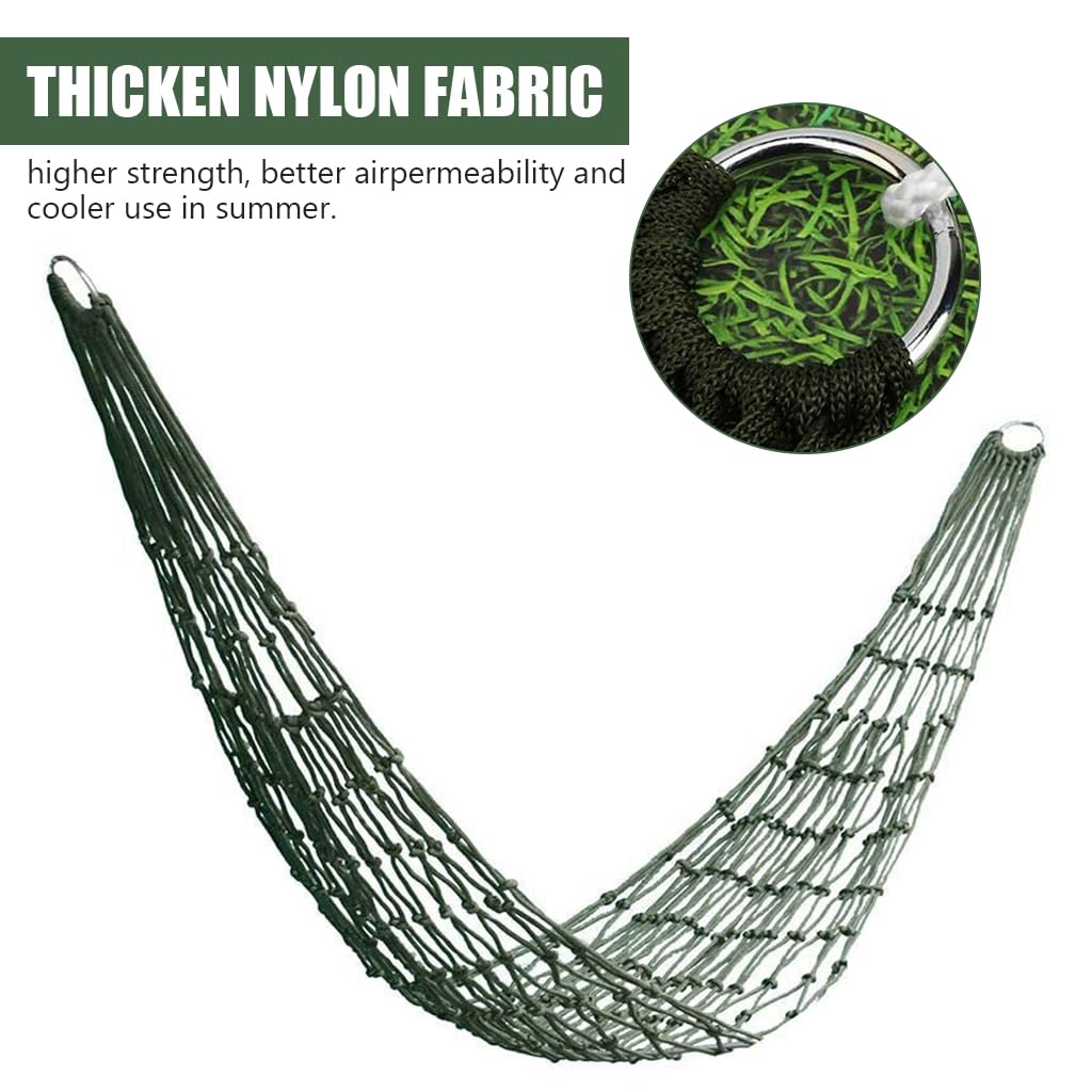 Proberos Outdoor Travel Hammock for Camping and Backyard with Metal Rings 31.4x108 in | Nylon Mesh Rope Design