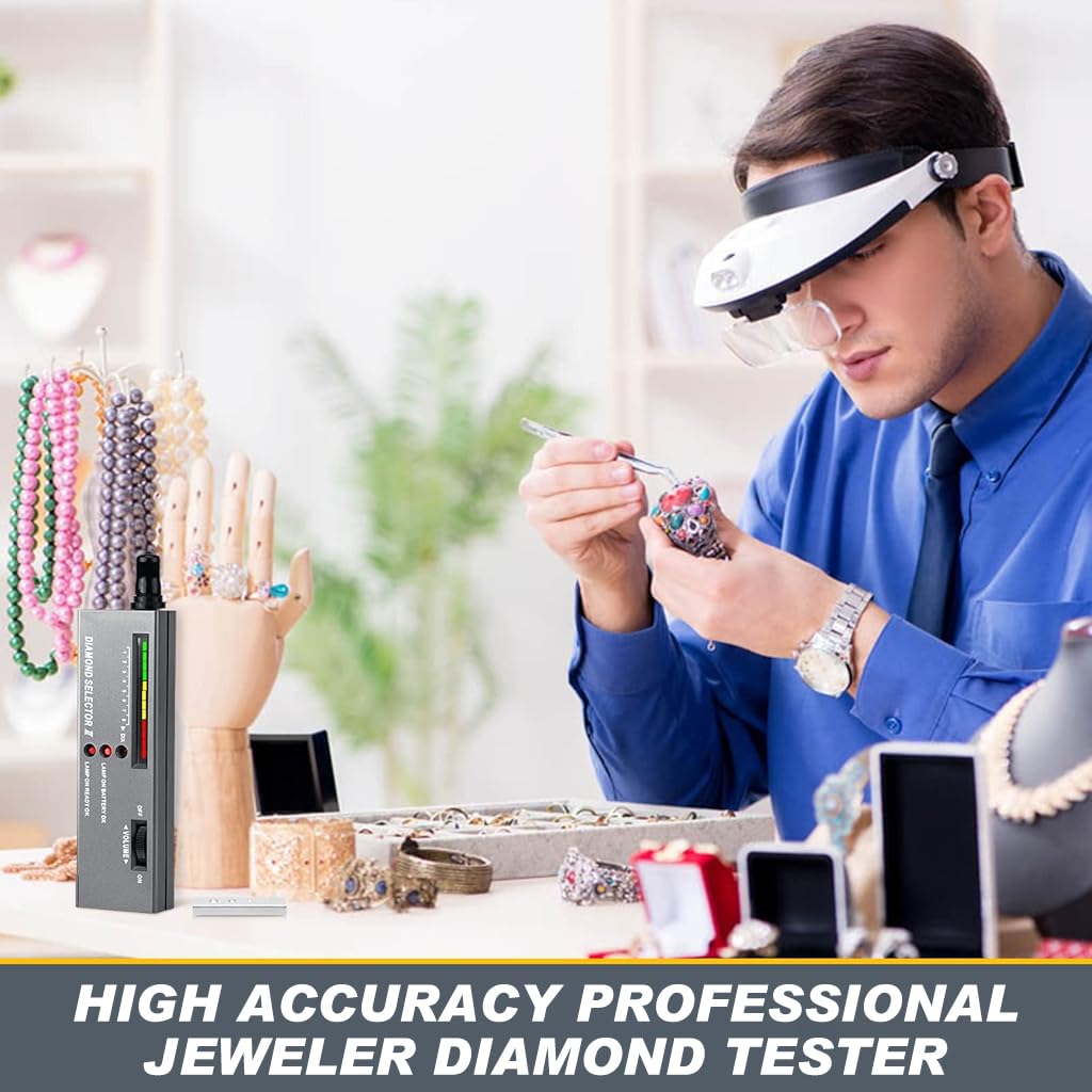ZIBUYU Electronic  Diamond Tester Professional Thermal Conductivity Diamond Tester  with LCD Indicator Multi Diamond Tester for Diamond, Sapphire, Ruby, Crystal, Agate, Jade, Gems, Battery Opertated