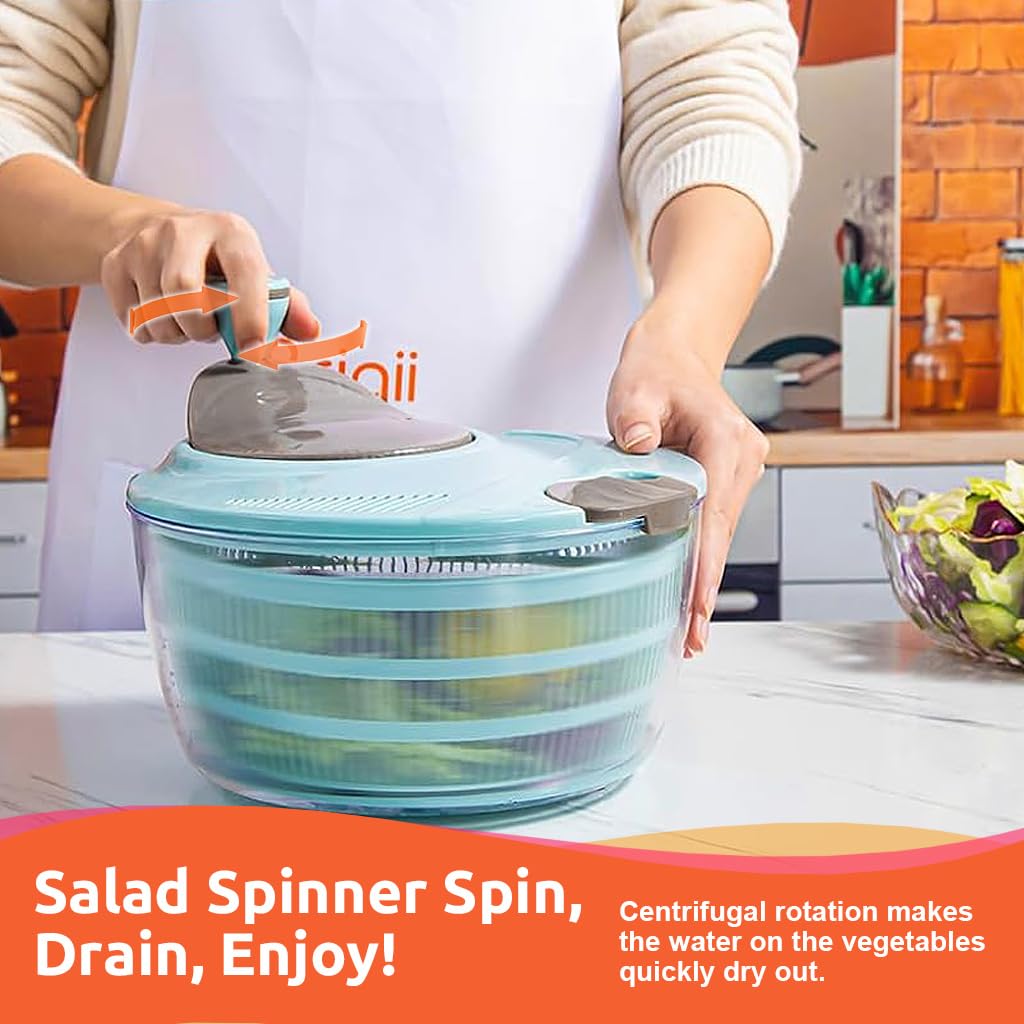 Supvox Salad Spinner for Lettuce and Vegetables with Dual Drainage Lid 4.24 Quart | Family Meal Prep