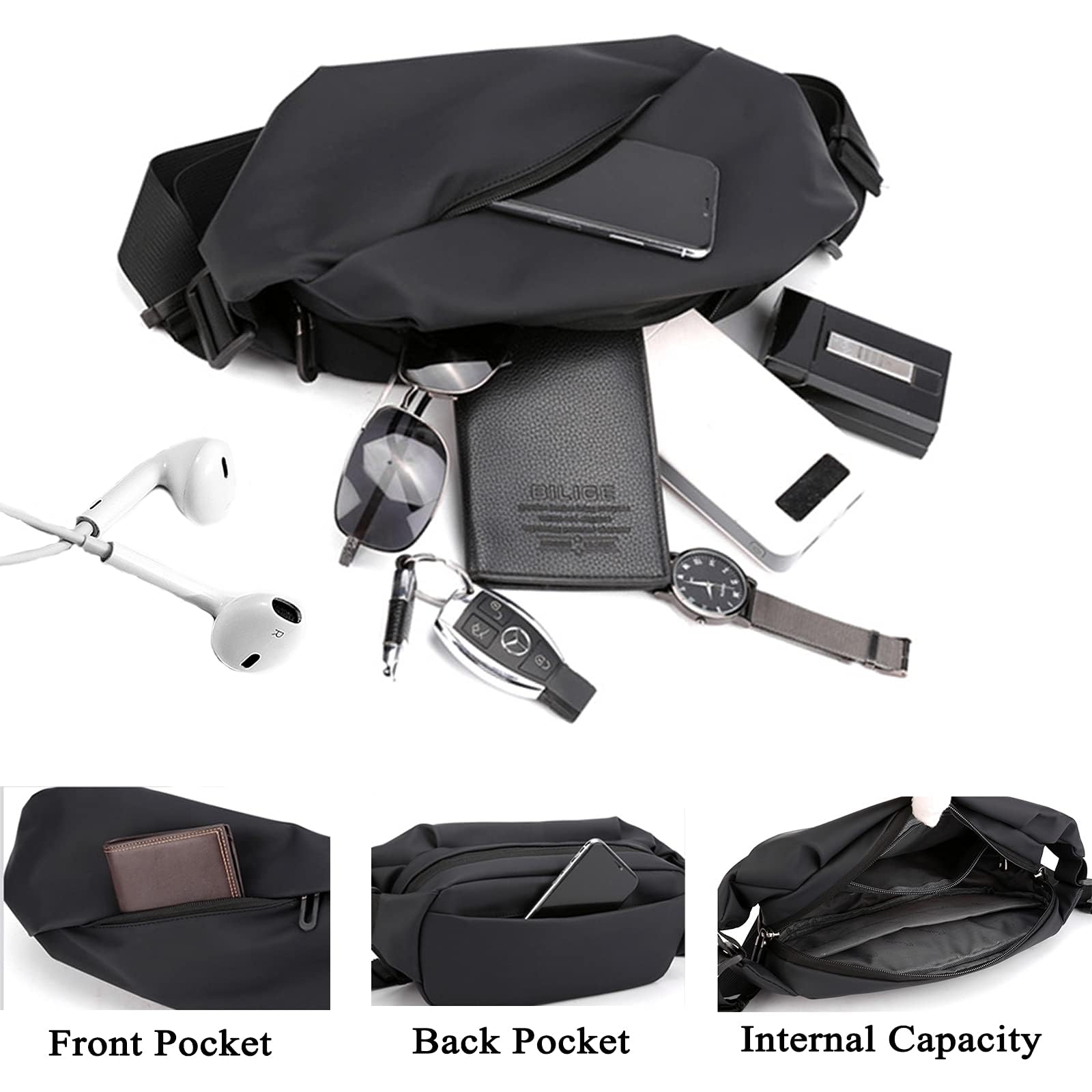 Gustave Waist Bag for Running Travel and Sports with 3 Pockets 37×5×15cm & Quick Release Buckle