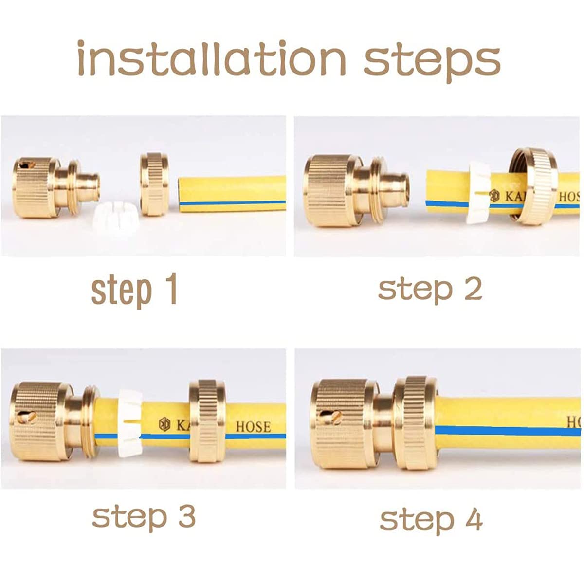 HASTHIP 5 in 1 Set Universal Tap Connector,Tap Connector Brass Adapter Quick Release Coupling,Brass Spray Nozzle,Pipe Connector for Tap 1/2 and 3/4 inch.