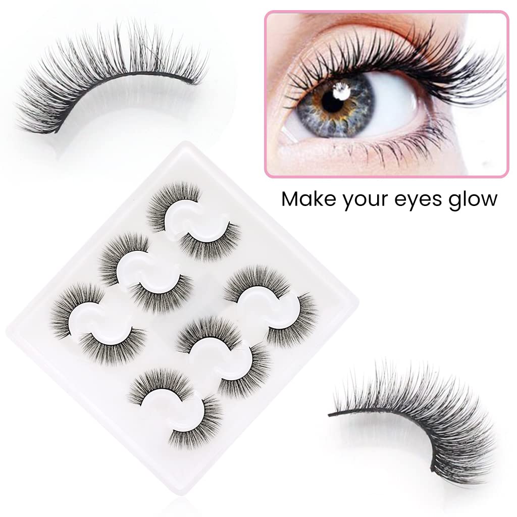 MAYCREATE® 1 Pair Self Adhesive Eyelashes, Reusable Adhesive Eyelashes, 3D Mink False Lashes Stable and Easy to Put On, Natural Look and Waterproof Fake Eyelashes for Women, No Glue, Style A