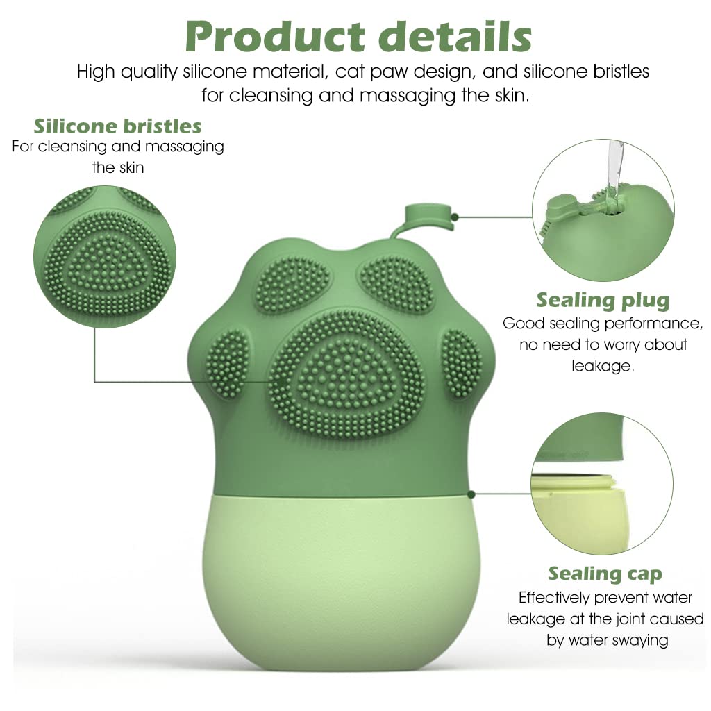 MAYCREATE Ice Roller for Face Massage with Anti Leak Silicone Mould and Cleansing Brush | Green