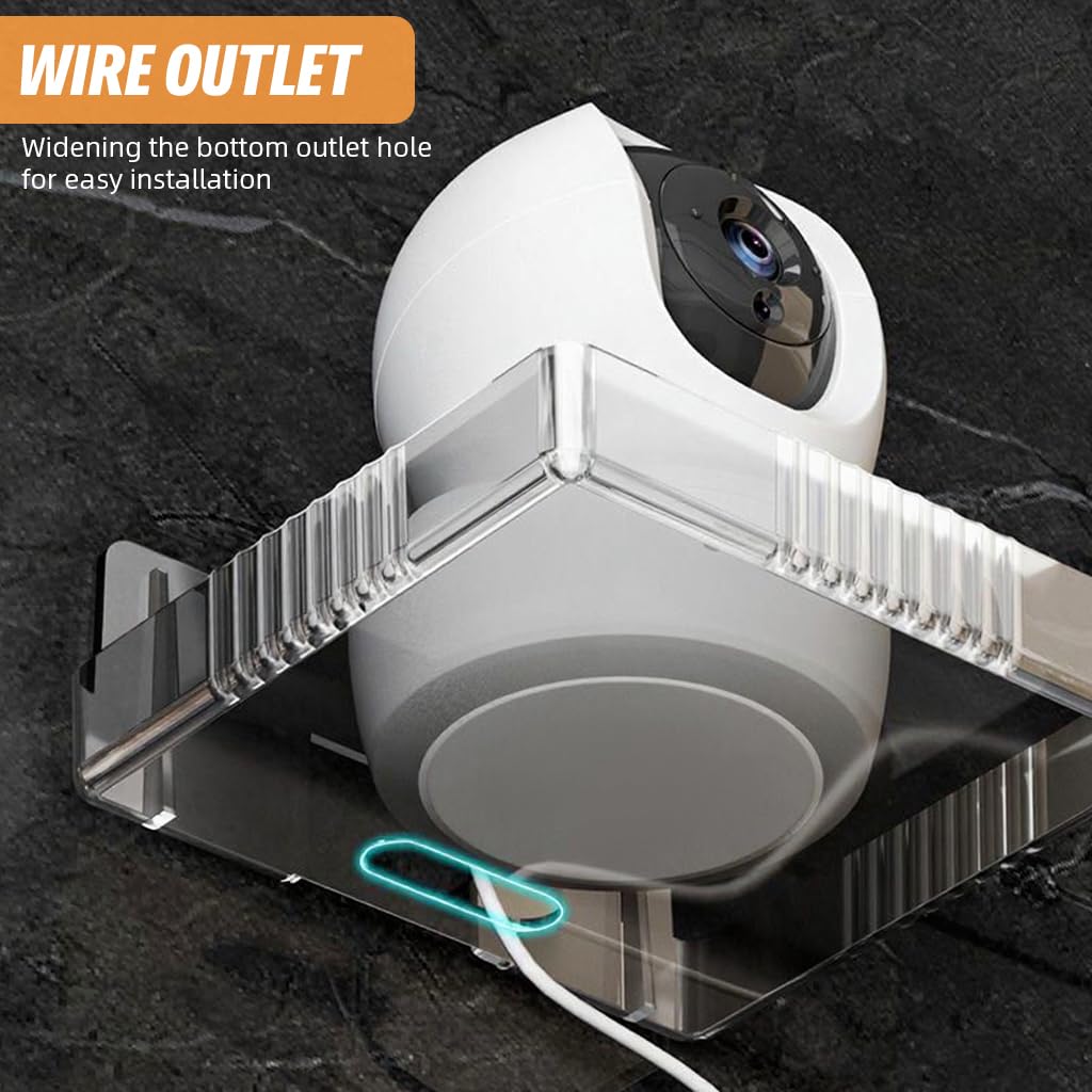 ZORBES Wall Mounted Security Camera Holder Tray 10x10.5 cm with Cable Opening | Clear Acrylic No Drill Baby Monitor Mount