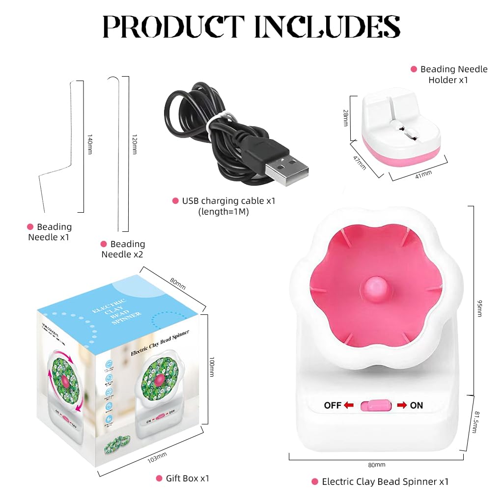 SANNIDHI Electric Clay Beads Spinner for Bracelet Making Kit Automatic Bracelet Maker Beading Machine Tool for DIY Jewelry Making Necklace with 2 Beading Needles for Different Kind of Beads