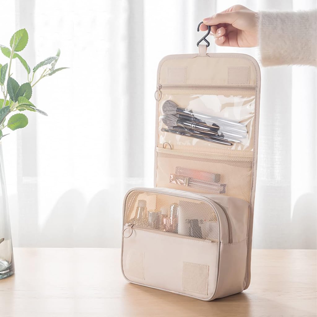 ZIBUYU Foldable Hanging Travel Toiletry Bag for Organized Trips with Waterproof Compartments | Portable Cosmetic and Accessory Storage