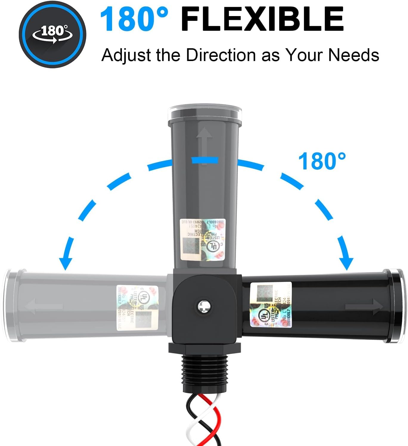 Serplex Photoelectric Switch for Outdoor Lighting Control 120–277V with Swivel Mount | UL Certified IP65 Dusk to Dawn Sensor