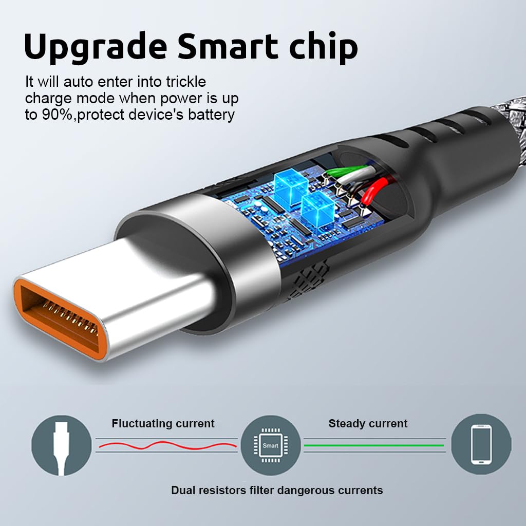 Verilux Type C Charging Cable 10ft 62W PD Fast Charge with Nylon Braid | 480Mbps Data Transfer