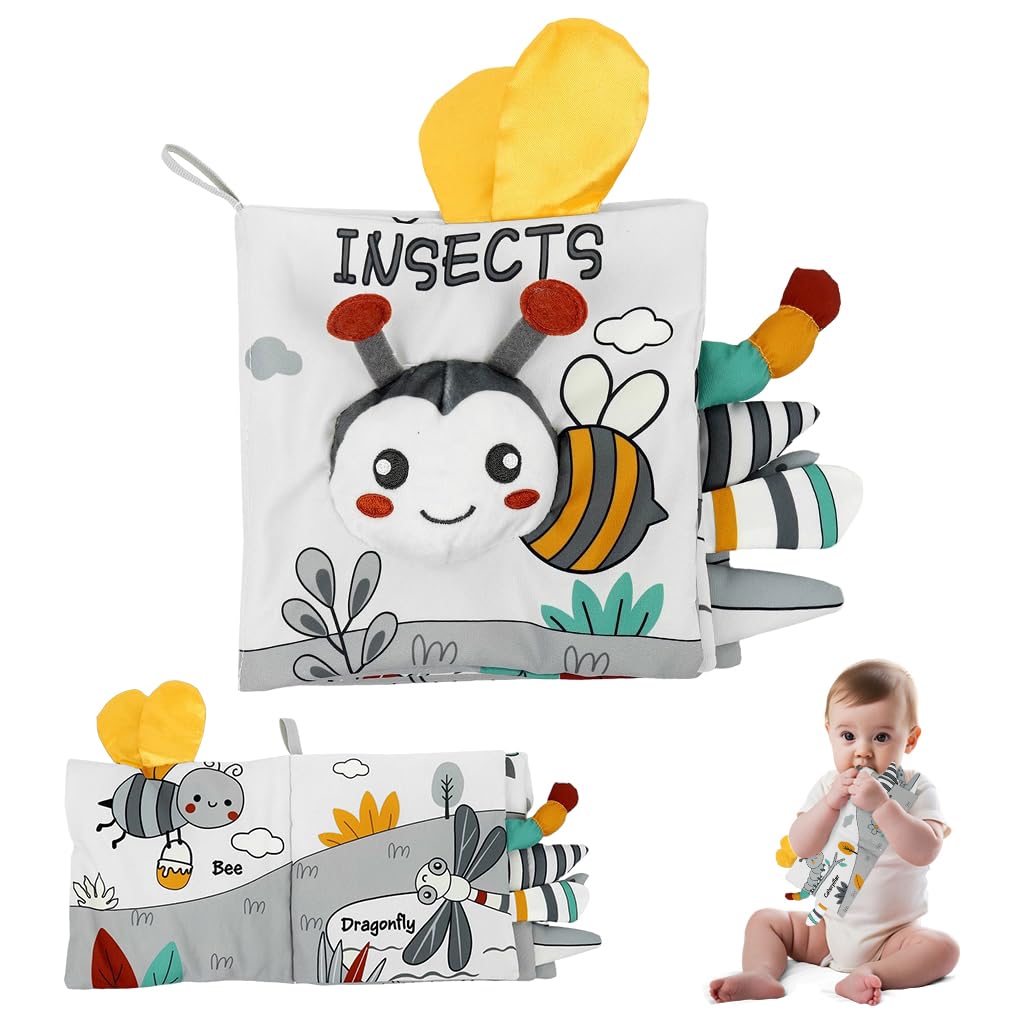 SNOWIE SOFT Insect Cloth Books for Babies with Crinkle and Squeaky Pages | Washable Non-Toxic Toy