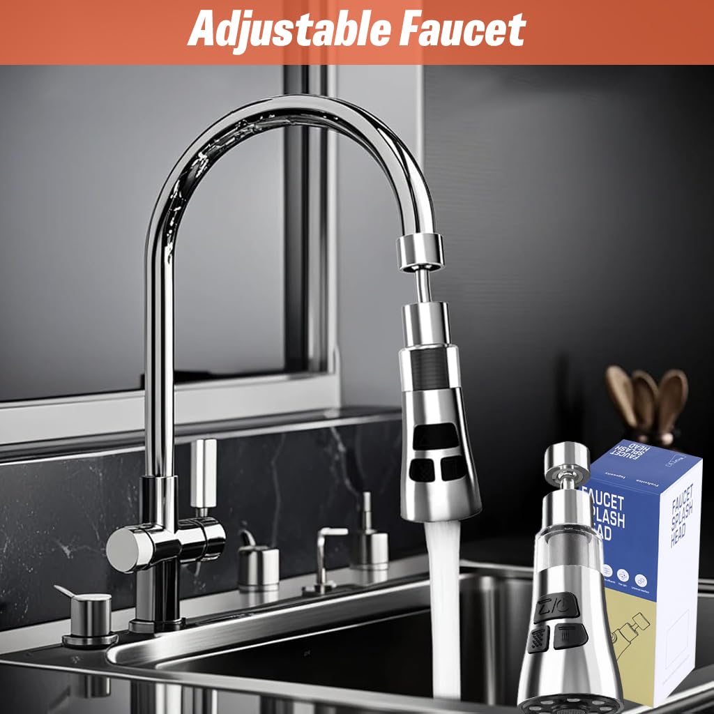 HASTHIP Kitchen Faucet Extender for Sink with 360° Rotation and 3-Mode Spray Head | Stainless Steel