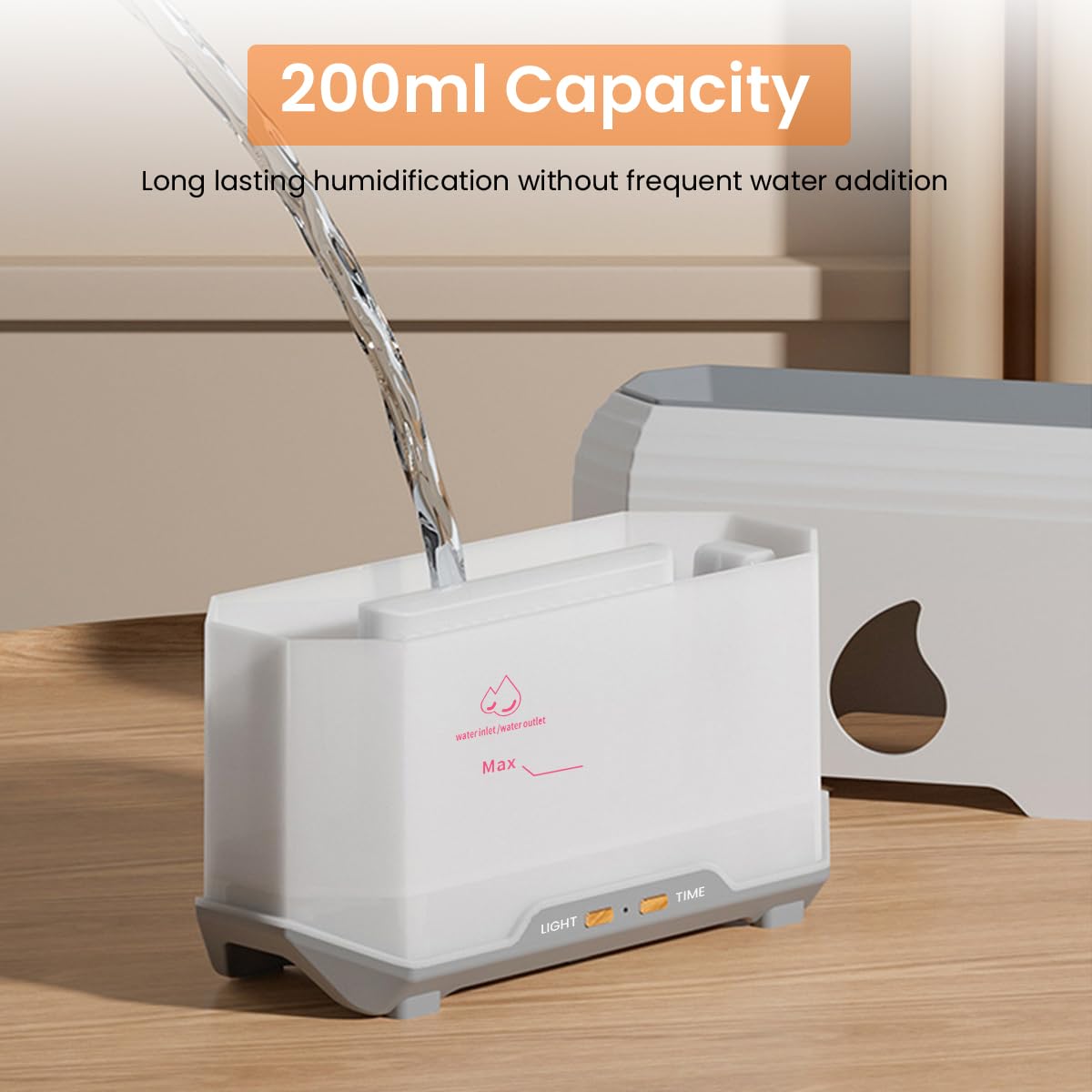 HANNEA Humidifier for Room with 200mL Tank and Ultrasonic Mist | Flame Light Aroma Diffuser