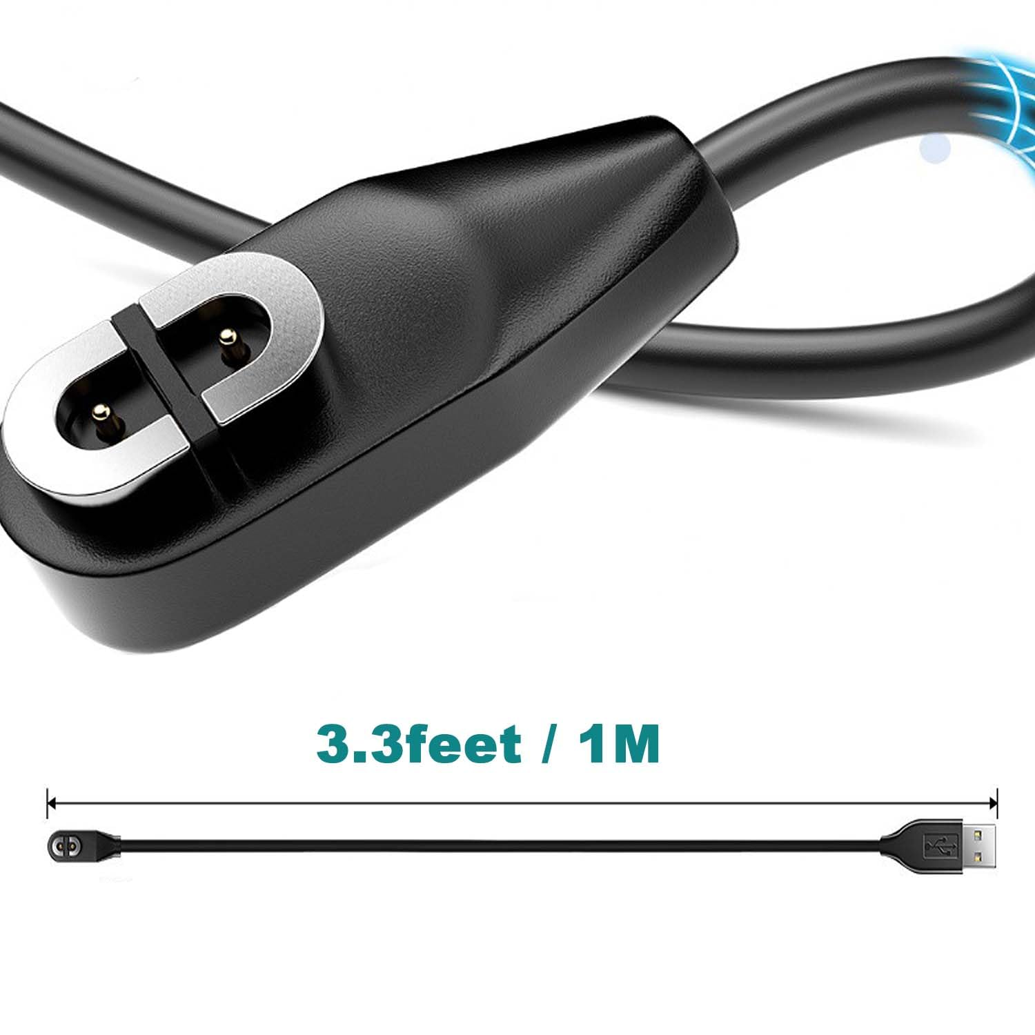 Verilux Magnetic Charging Cable for Shokz Headphones featuring 3.3 ft PVC Cord and Dual Copper Pins