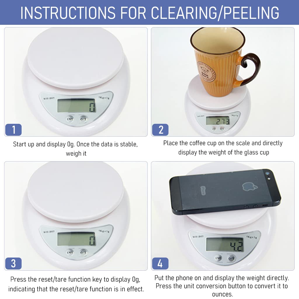 HASTHIP Kitchen Weighing Scale for Meal Preparation with 5kg Capacity and LCD Backlight | 1g Precision Digital Food Scale