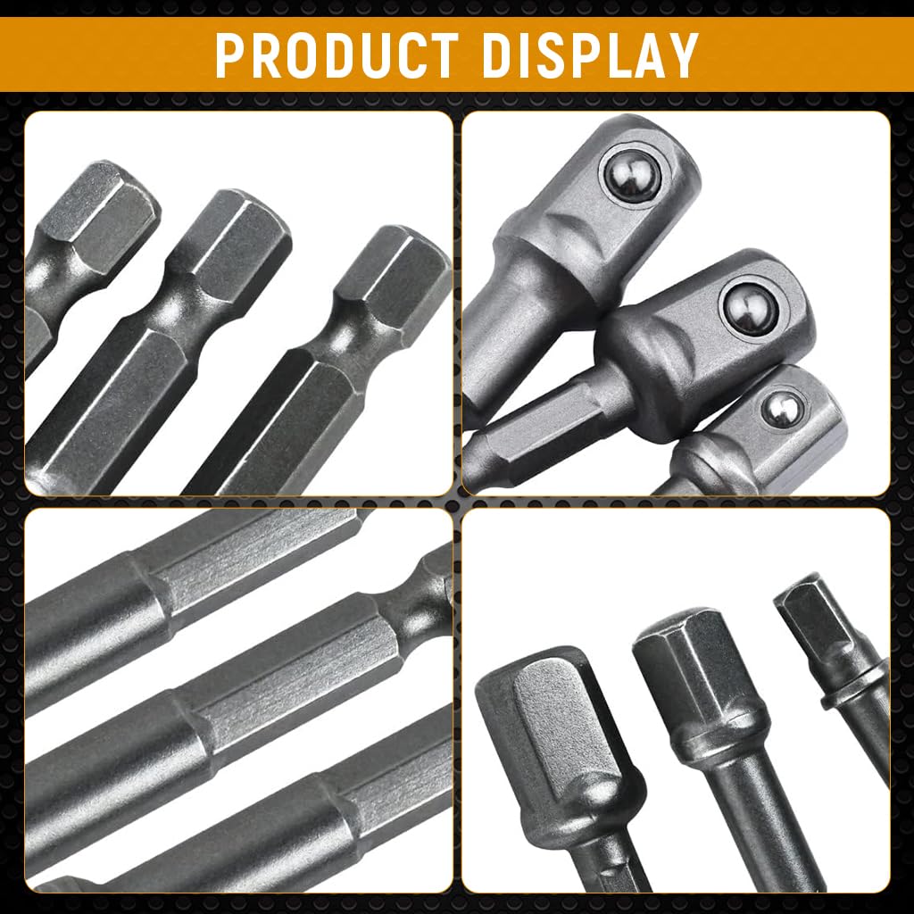 Serplex Drill Bit Adapter Set for Power and Impact Drills with Secure Ball Bearing Grip | 8PCS Chrome Vanadium Steel