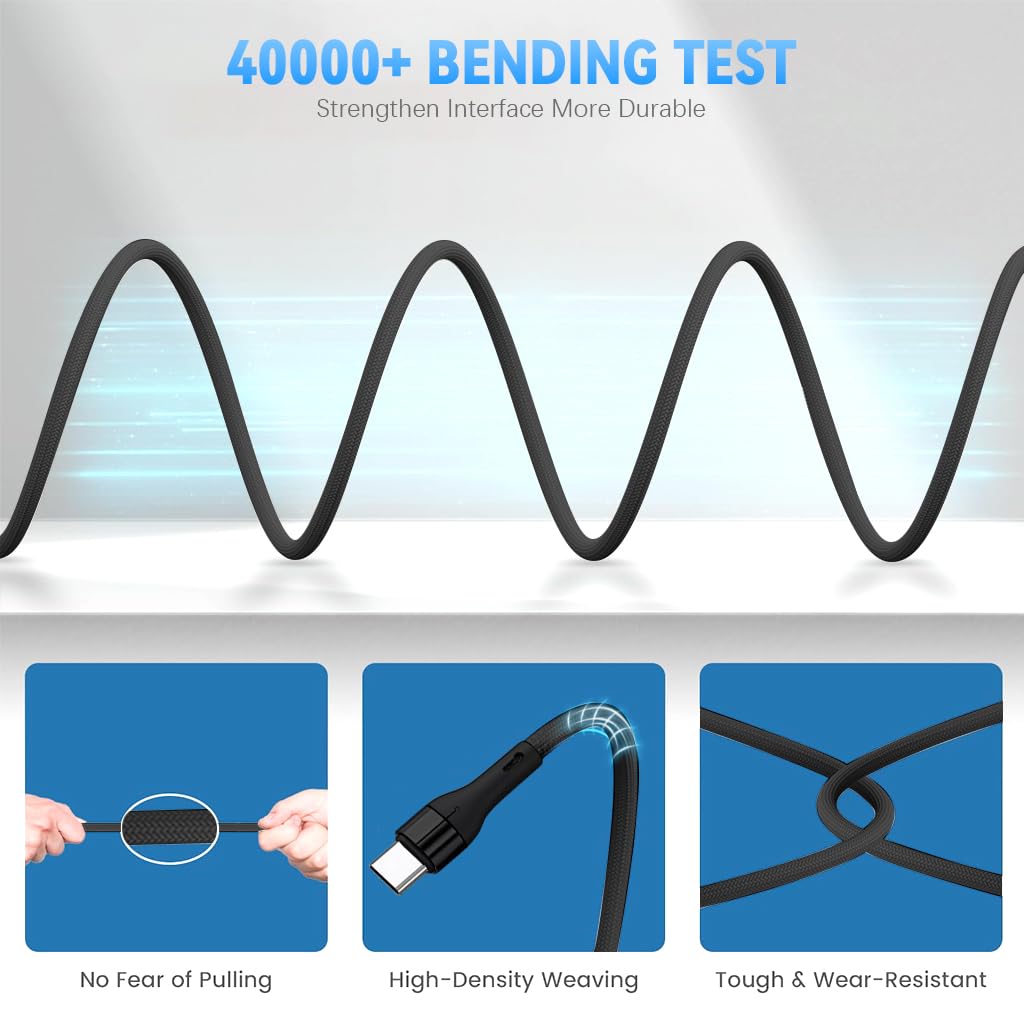 Verilux Type C to Type C Cable 60W 1.5m for Fast Charging with Magnetic Winding | Nylon Braided