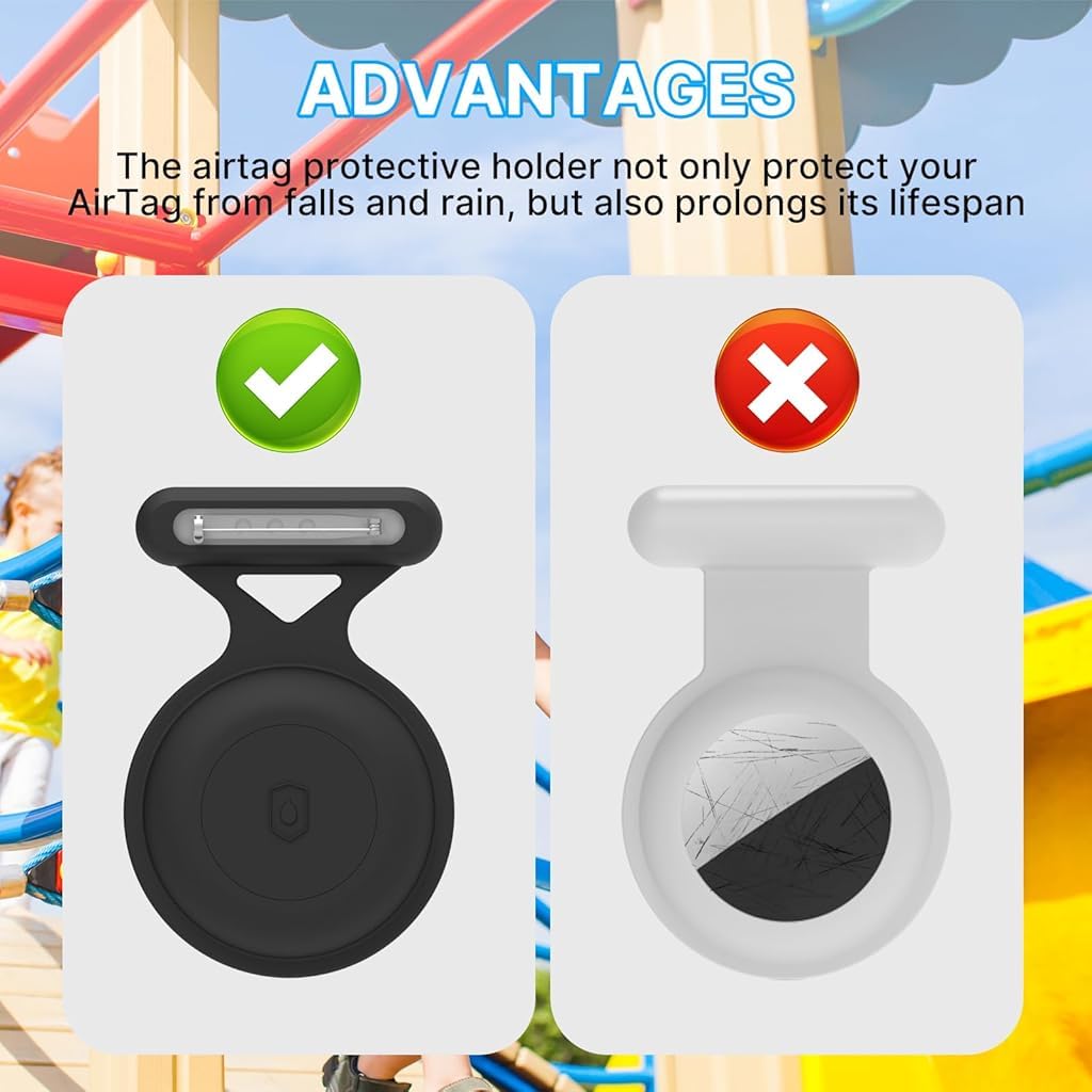 ZORBES AirTag Holder for Kids and Pets with Detachable Pin Brooch Waterproof Silicone Case | 2Pcs Protective GPS Tracker Cover