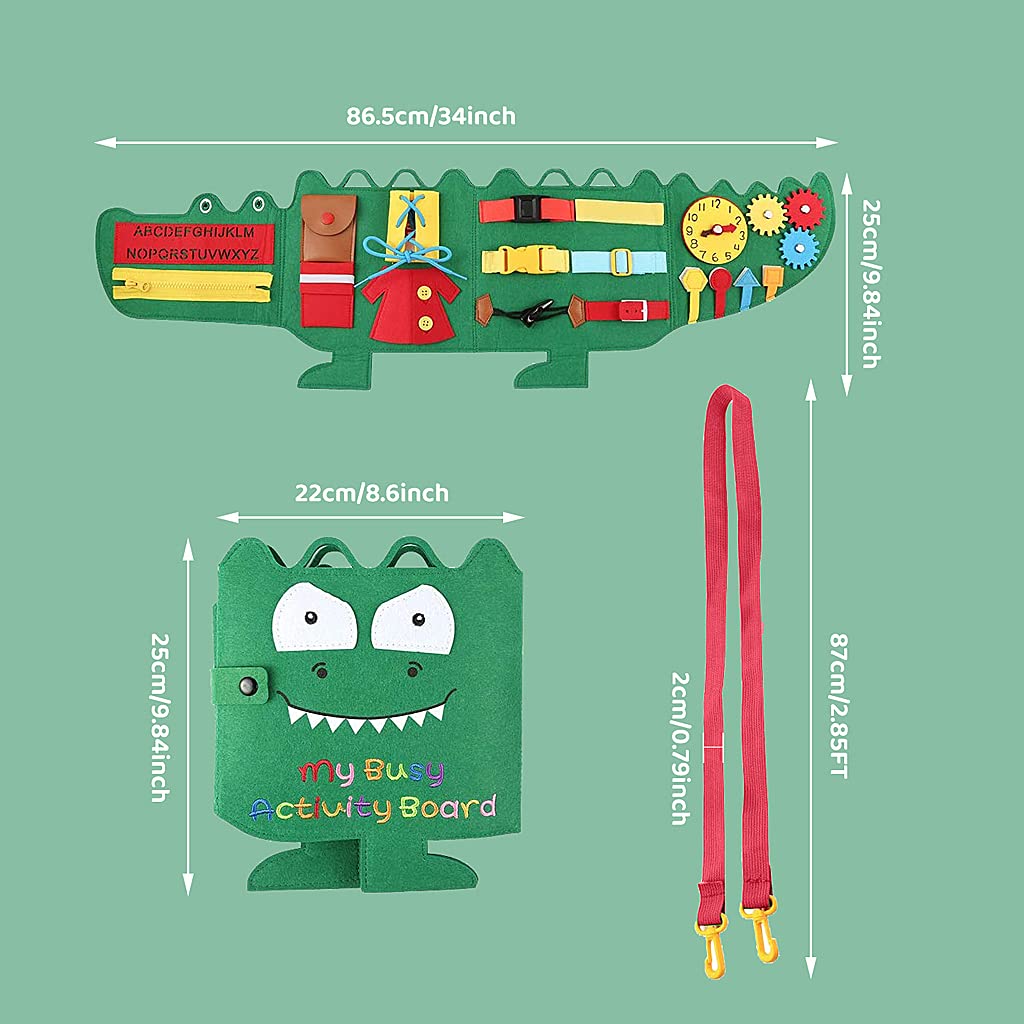 HASTHIP Montessori Toddler Busy Board Toy for Travel with Buckles Zippers Buttons | Learn to Dress Skills