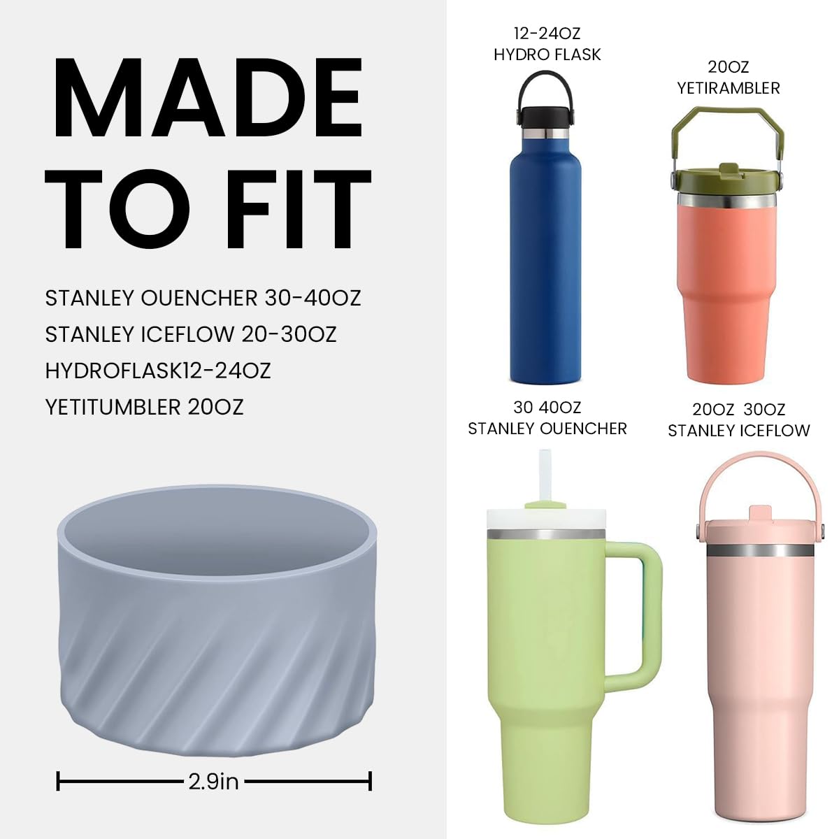 HASTHIP Water Bottle Protective Silicone Boot for Stanley 40oz | 7.5cm Anti‑Slip Bottom Protector in Purple