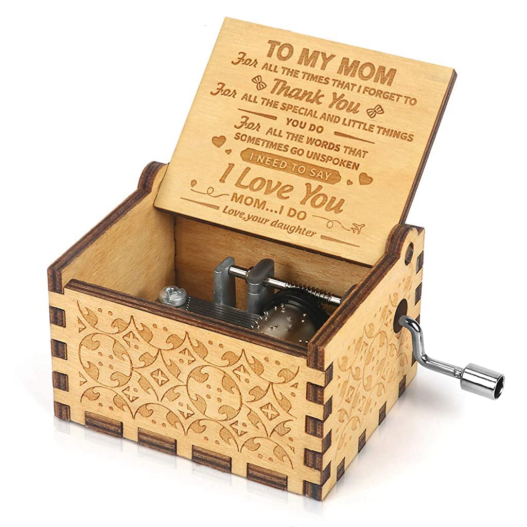 PATPAT® Wooden Vintage Hand Crank Music Box Sweet Gift for Mother from Daughter Wooden Music Box Gift Vintage Music Box Toy Desk Decoration Gift Music Box