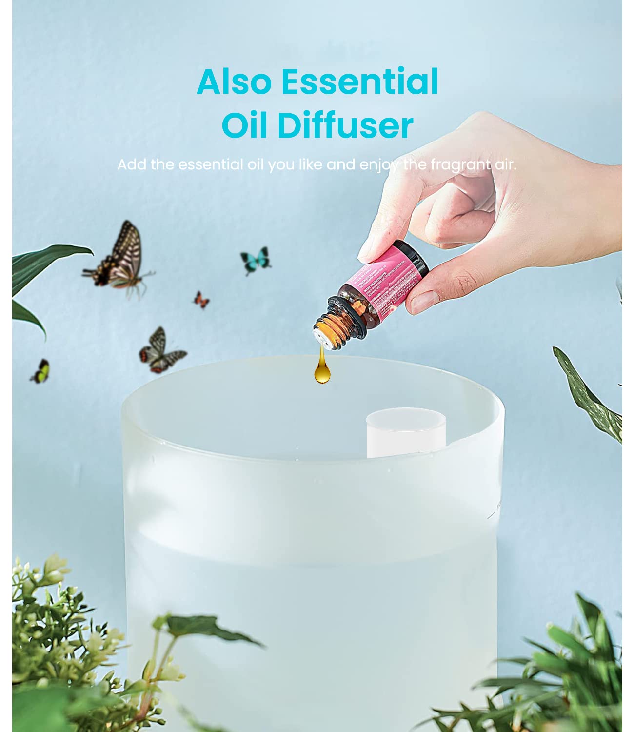 HASTHIP Humidifier for Room with 3.2L Tank and 360° Rotatable Nozzle | Silent Ultrasonic Cool Mist