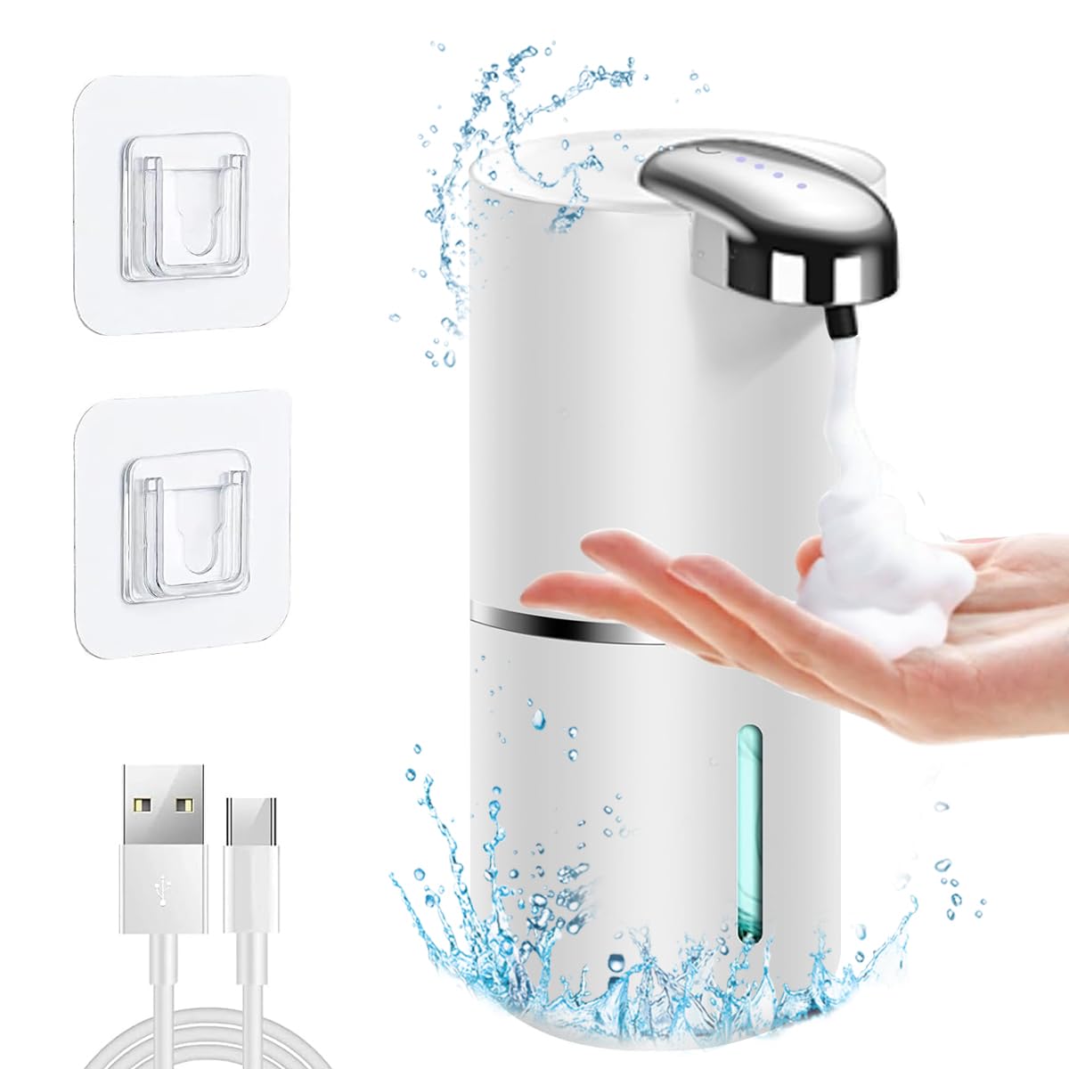 HANNEA® Automatic Soap Dispenser Soap Foamer Dispenser No-Touch Automatic Soap Dispenser Fine Foam Dispenser 13.5oz/400ml Hand Wash Soap Foamer Handwash Dispenser for Kitchen Bathroom Office