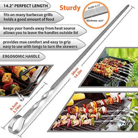 HASTHIP® 10Pcs Skewers for Grilling, 14" Stainless Steel Barbecue Skewers with Carry Bag, Reusable BBQ Barbecue Shish Kabob Sticks Skewers for Grilling Meat Shrimp Chicken Vegetable