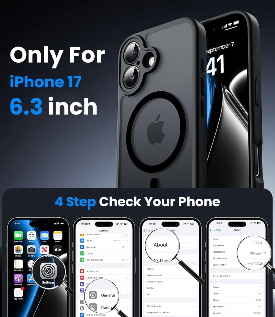 ZORBES iPhone 17 Magnetic TPU Phone Case with Camera Lens Protection | Slim Anti‑Scratch Cover