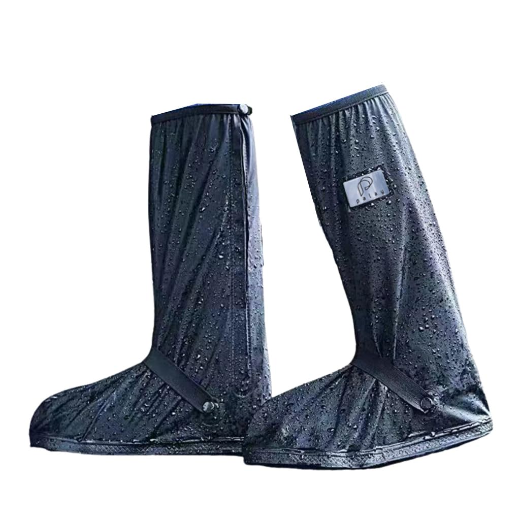 PALAY Waterproof Shoe Covers for Outdoor Activities with Zip-up Calf-length PVC Design | Anti-skid Sole and Elastic Ankle Strap