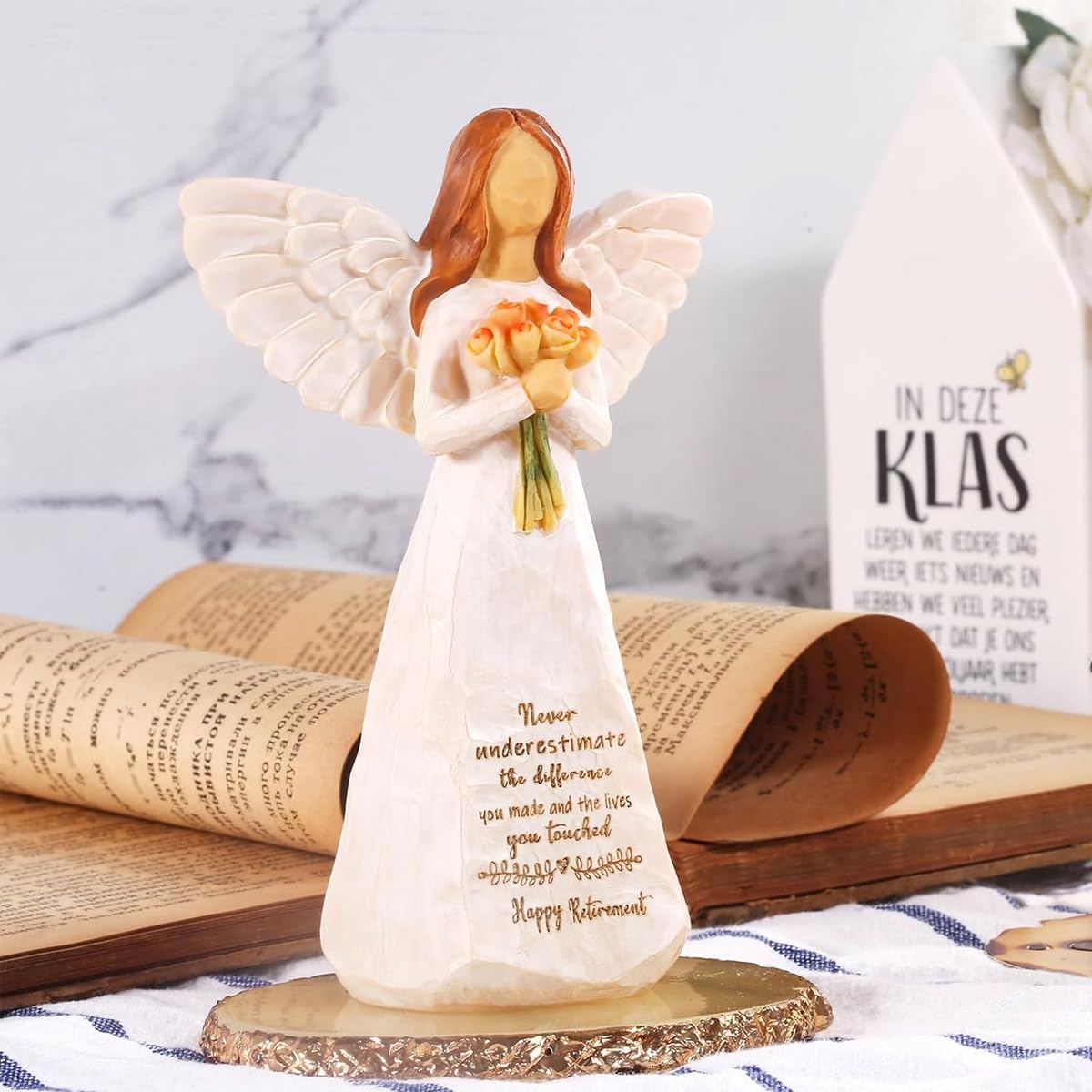 HASTHIP Retirement Gift for Woman with 3.54 in Acrylic Ornament featuring Hanging Hole | Angel Figurine and Gift Box for Coworker or Teacher