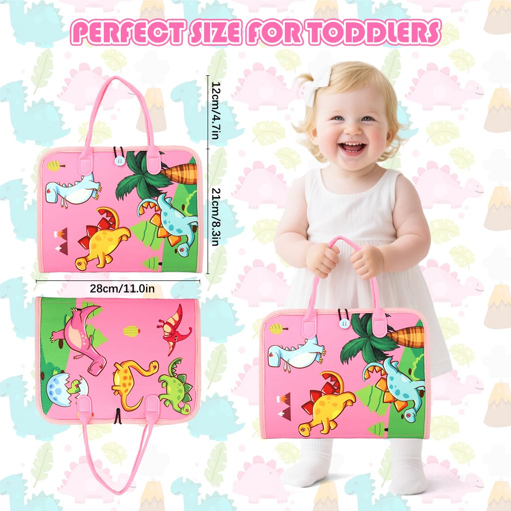 SNOWIE SOFT Dinosaur Busy Binder for Toddlers 1-3 with Felt Pages | Montessori Travel Quiet Book