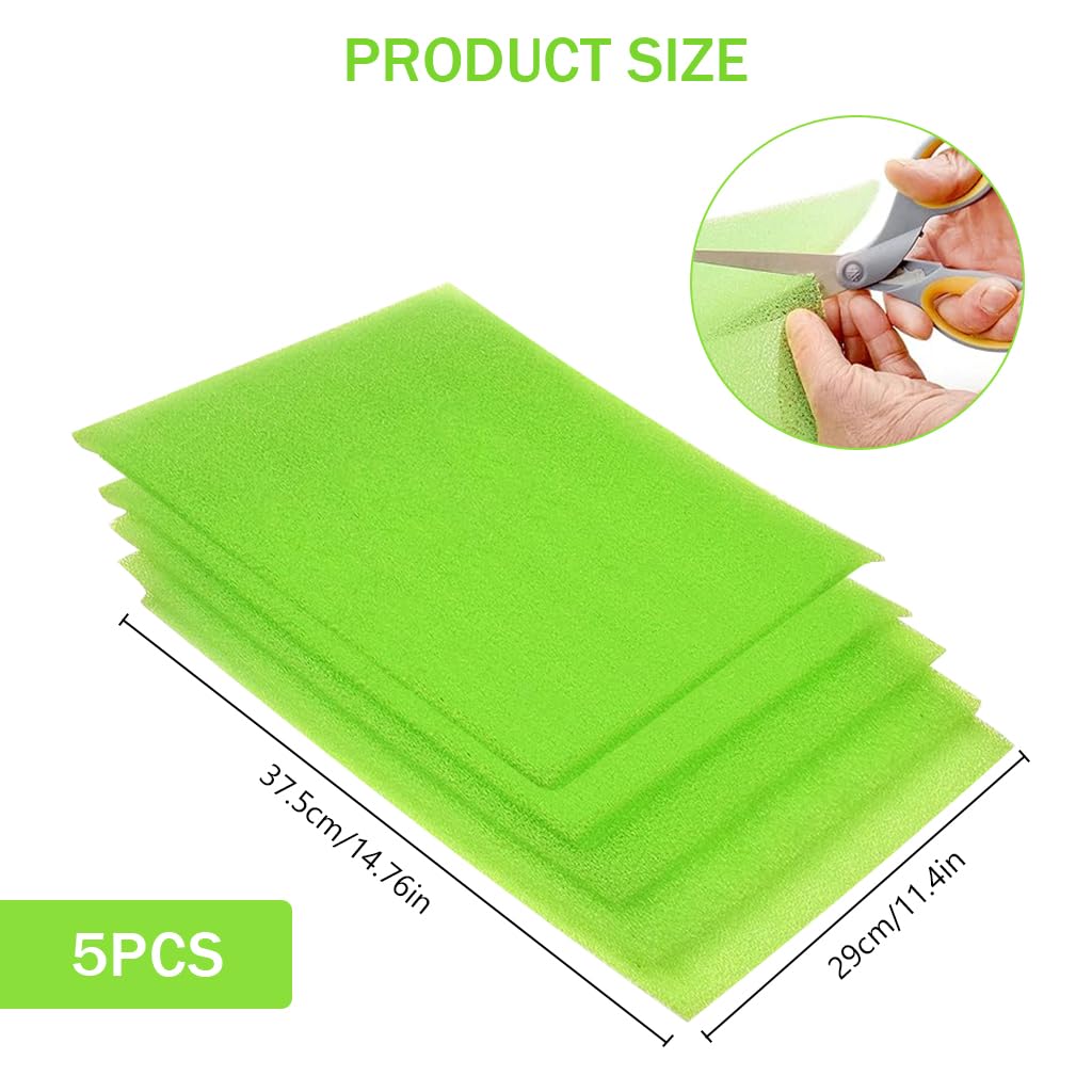 Supvox Fridge Mat Set for Refrigerator Drawer Protection with 12x15 in Waterproof Polypropylene | Pack of 5 Green Anti Bacterial Liners