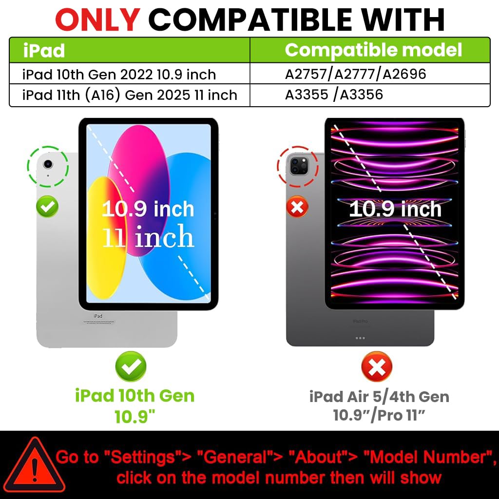 ZORBES iPad Case for 10th Gen 10.9 in and 11th Gen with Kickstand & Strap | Dual Layer Silicone