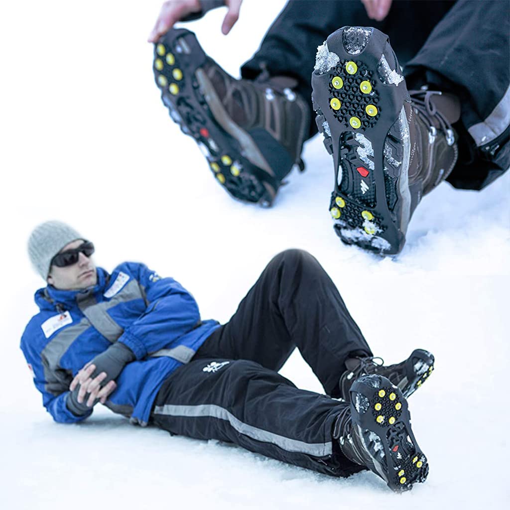 GUSTAVE Ice Snow Grips for Shoes and Boots with 10 Cleats Design and TPR Material | 20×12.5 cm