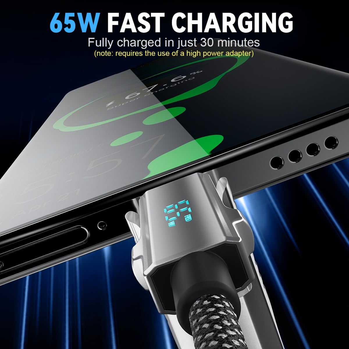 Verilux Type C to Type C Cable for USB C Devices with 100W Fast Charging and 10Gbps Data | 6.5Ft Black