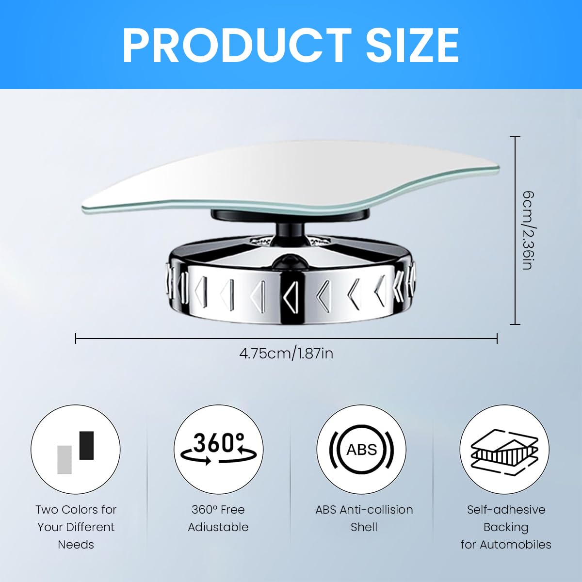 STHIRA Blind Spot Mirror 2Pcs for Car with 360° Adjustable Suction Cup | Anti Fog Wide Angle