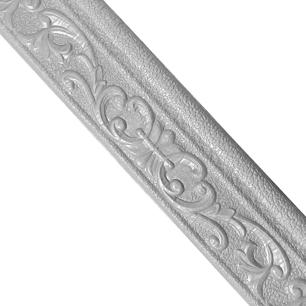 HASTHIP® 30Ft Trim Sticker Vintage 3D Embossing Trim Decal for Home Decor, Background Frame Decal Cuttable Self-Adhesive Decorative Border Decal for Wall, Photo Frame, 3 inches x 30Ft, Grey