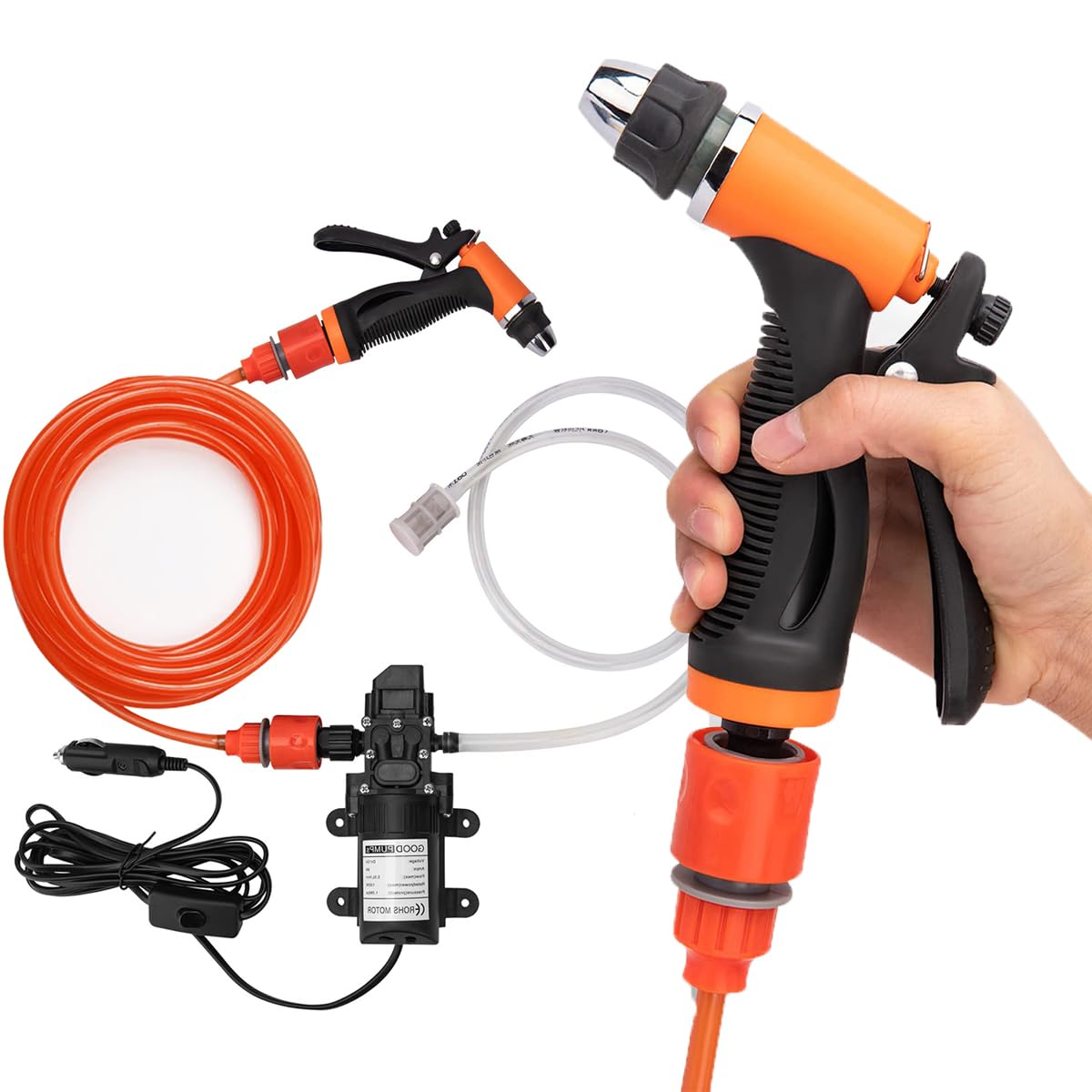 STHIRA 12V Portable Electric Car Washer for Cars and Bikes with 100W 60Psi Pump | 3 Spray Modes and Copper Coil Design